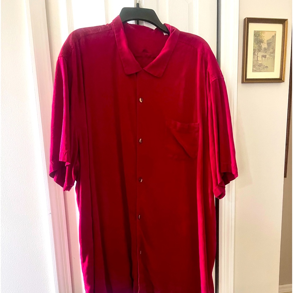 TOMMY BAHAMA CAMP SHIRT RED SIZE XXXL/TTTG